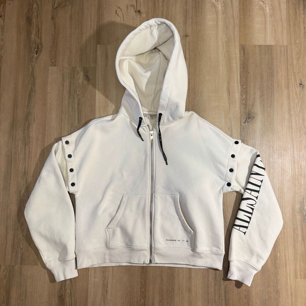 AllSaints Amphia Chlo Zip Hoodie Snap Button Sleeves Luxury Streetwear Designer